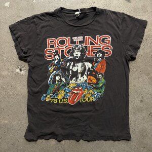Madeworn Rolling Stones T-Shirt Thrashed Super Distressed Women’s Small 20x26